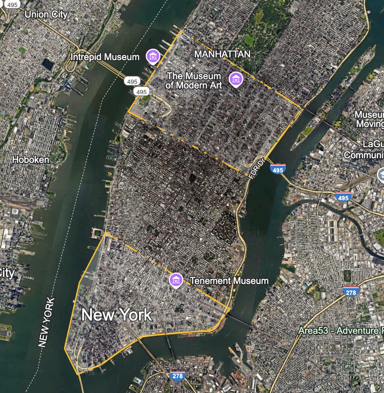 Either Lower or Midtown Manhattan